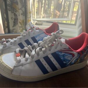 Adidas White and Blue Kids Sneakers